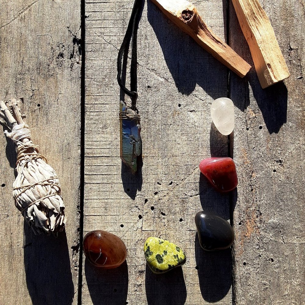 Rainbow Aura Crystal Witchy Boho Grunge Necklace